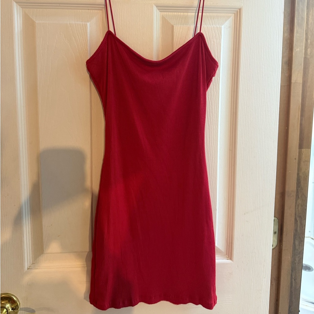 Windsor Red Ribbed Dress - Medium - Picture 3 of 4